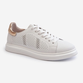 Tênis feminino de couro leve branco S.Barski LR760 1