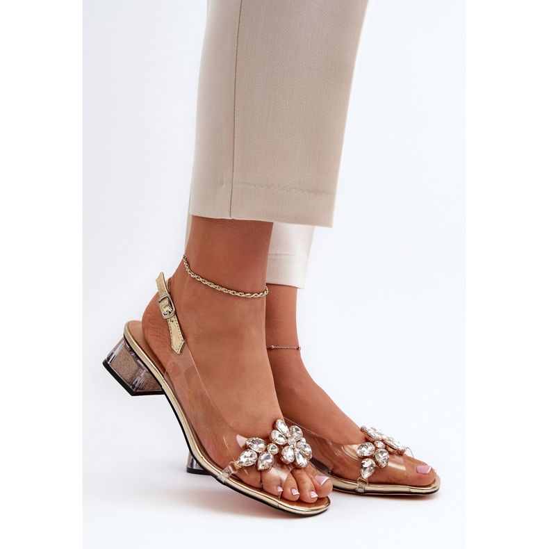 Sandálias Transparentes em Bloco Dourado S.Barski MR38-W1 2