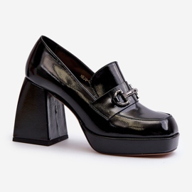 S.Barski Sapatos femininos envernizados com salto alto preto D&amp;A MR38-906 1