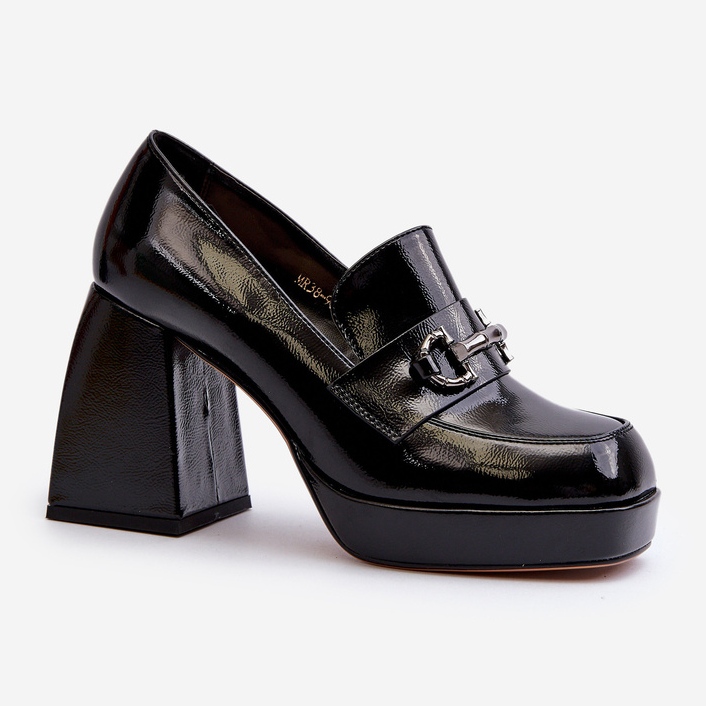 S.Barski Sapatos femininos envernizados com salto alto preto D&amp;A MR38-906 1