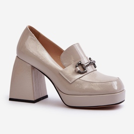 S.Barski Sapatos femininos de salto alto envernizados cinza D&amp;A MR38-906 2