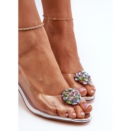 S.Barski Sandálias de salto alto transparentes com decoração prateada D&A MR38-454 prata 1 S.Barski Sandálias de salto alto transparentes com decoração prateada D&A MR38-454 prata 1