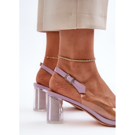 S.Barski Sandálias de salto alto transparentes com decoração roxa D&amp;A MR38-454 roxo 1