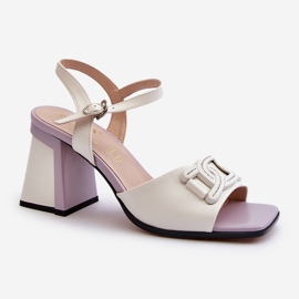 S.Barski Sandálias elegantes de salto alto com decoração, brancas D&amp;A MR38-156 branco 1