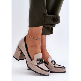 S.Barski Sapatos femininos de salto alto bege envernizado D&amp;A MR38-973 2