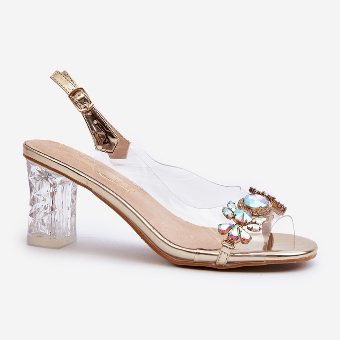 S.Barski Sandálias elegantes de salto alto com decorações douradas D&amp;A MR38-444 dourado 2