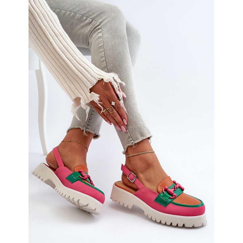 S.Barski Sandálias femininas de salto plano com decoração laranja D&amp;A MR38-656 1