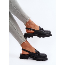 S.Barski Sandálias femininas de salto plano com decoração preta D&amp;A MR38-656 preto 1