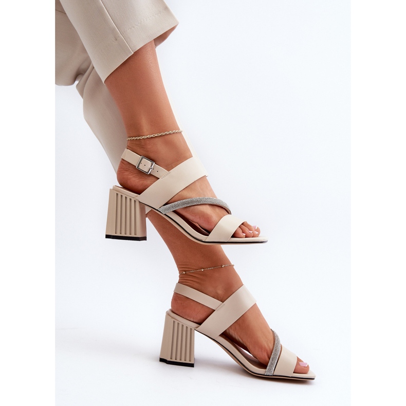S.Barski Sandálias femininas elegantes de salto alto bege D&amp;A MR38-549 1