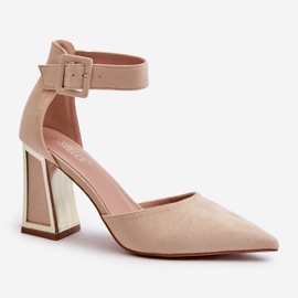Sapatos de camurça com salto alto bege Lodho 2