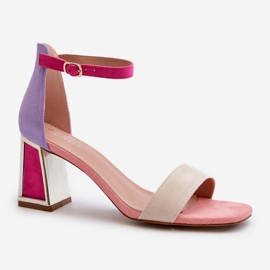 Sandálias de camurça com salto alto, Pink Pholia multicolorido 2