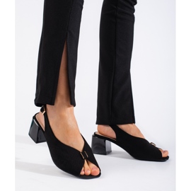 Goodin Sandálias pretas elegantes de salto alto preto 1