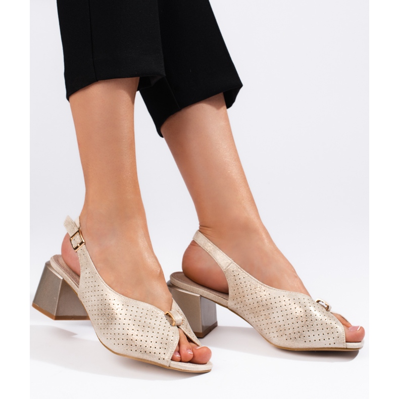 Goodin Elegantes sandálias douradas de salto alto dourado 1