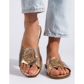 Goodin chinelos dourados femininos 1