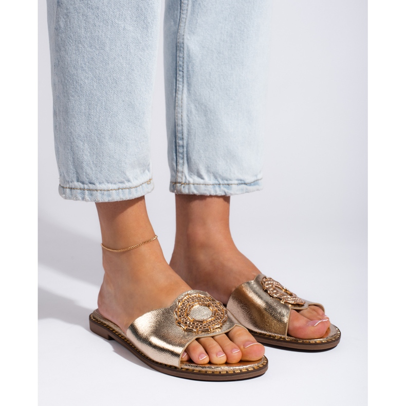 Goodin chinelos dourados femininos 2
