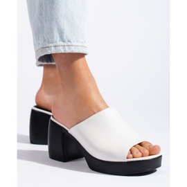 Goodin Chinelos de salto alto femininos brancos 1