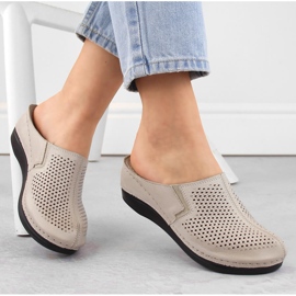 Sandálias femininas de couro de cunha completa com elástico cinza T.Sokolski L24-164 bege 1 Sandálias femininas de couro de cunha completa com elástico cinza T.Sokolski L24-164 bege 1