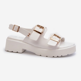 Sandálias femininas com fivelas couro ecológico branco Konanttia 1