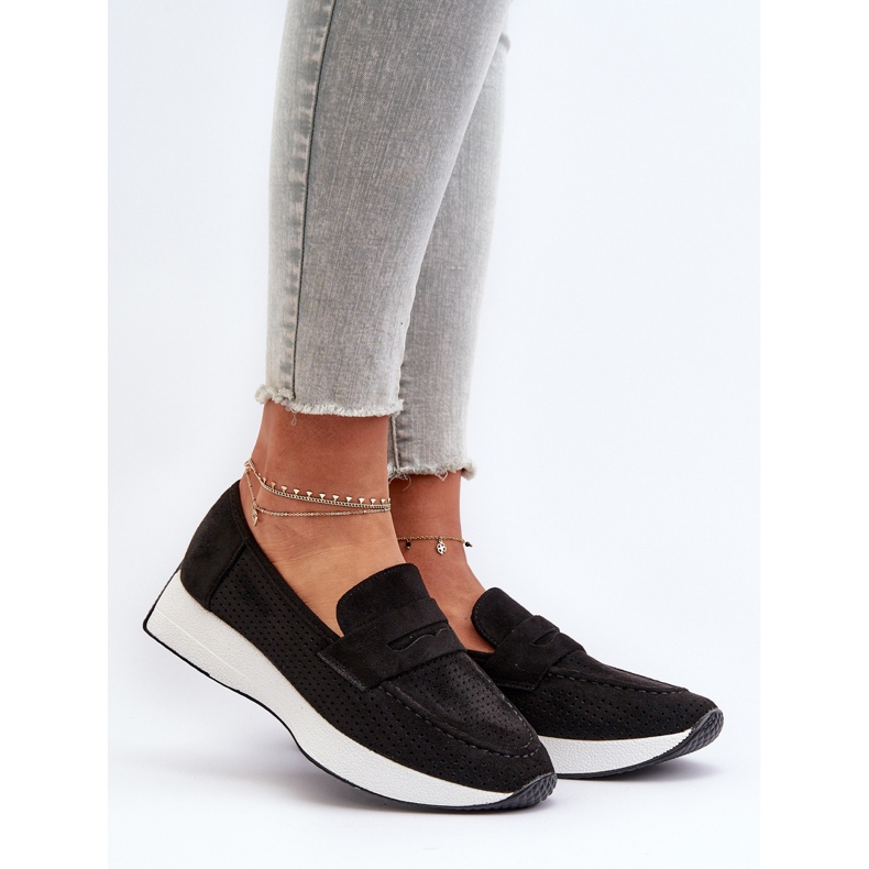 Mocassins femininos na plataforma Eco Suede Preto Inesqua 2