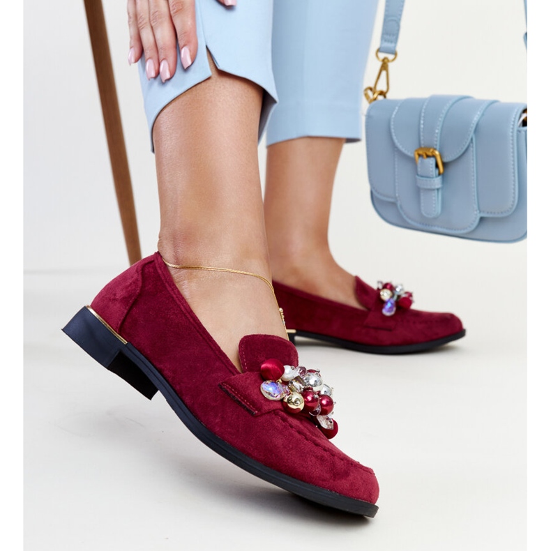 Mocassins Borgonha com decorações Dahera vermelho 1 Mocassins Borgonha com decorações Dahera vermelho 1