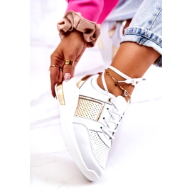 S.Barski Tênis esportivo feminino de couro com cunha branca Larson branco 5