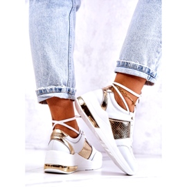 S.Barski Tênis esportivo feminino de couro com cunha branca Larson branco 4