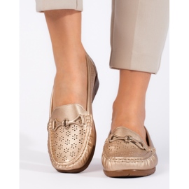 Mocassins dourados femininos 1