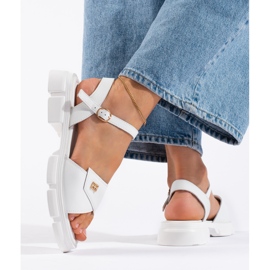 Goodin Sandálias femininas confortáveis ​​de couro branco 2