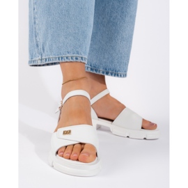 Goodin Sandálias femininas confortáveis ​​de couro branco 1