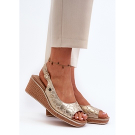 Sandálias femininas Sergio Leone SK301 com cunha dourada dourado 2