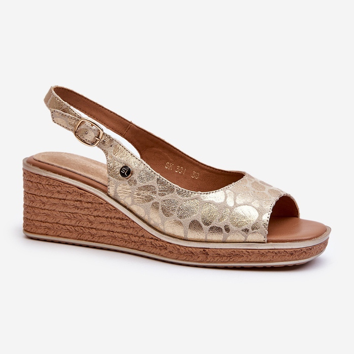 Sandálias femininas Sergio Leone SK301 com cunha dourada dourado 1