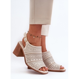 Sandálias perfuradas de salto alto Sergio Leone SK565 Bege Claro 2