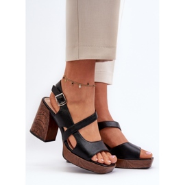 Sandálias femininas de salto alto Sergio Leone SK577 pretas preto 2