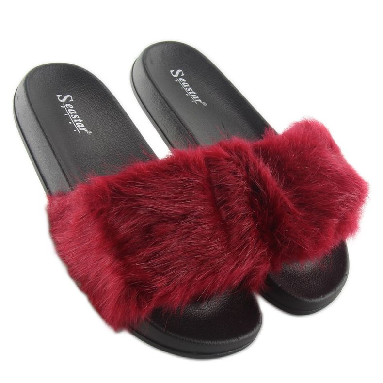 Chinelos com pelo dd69p vinho vermelho 1 Chinelos com pelo dd69p vinho vermelho 1