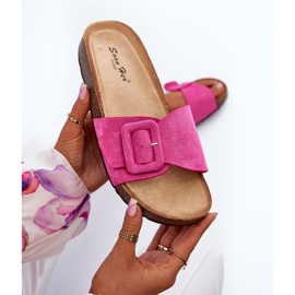 Chinelos femininos com fivela Eco Camurça Fúcsia Laeltia rosa 1 Chinelos femininos com fivela Eco Camurça Fúcsia Laeltia rosa 1