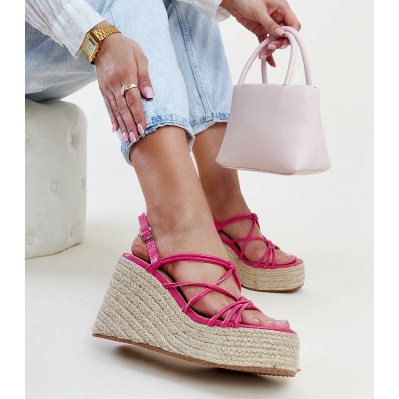 Sandálias de cunha Mara rosa escuro 1