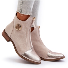 Jezzi Botas rasas femininas com zíper, Bege Loratie 4