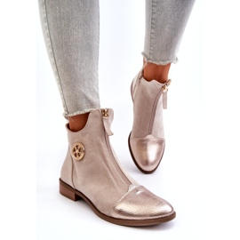 Jezzi Botas rasas femininas com zíper, Bege Loratie 3