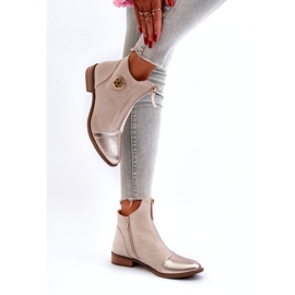 Jezzi Botas rasas femininas com zíper, Bege Loratie 2