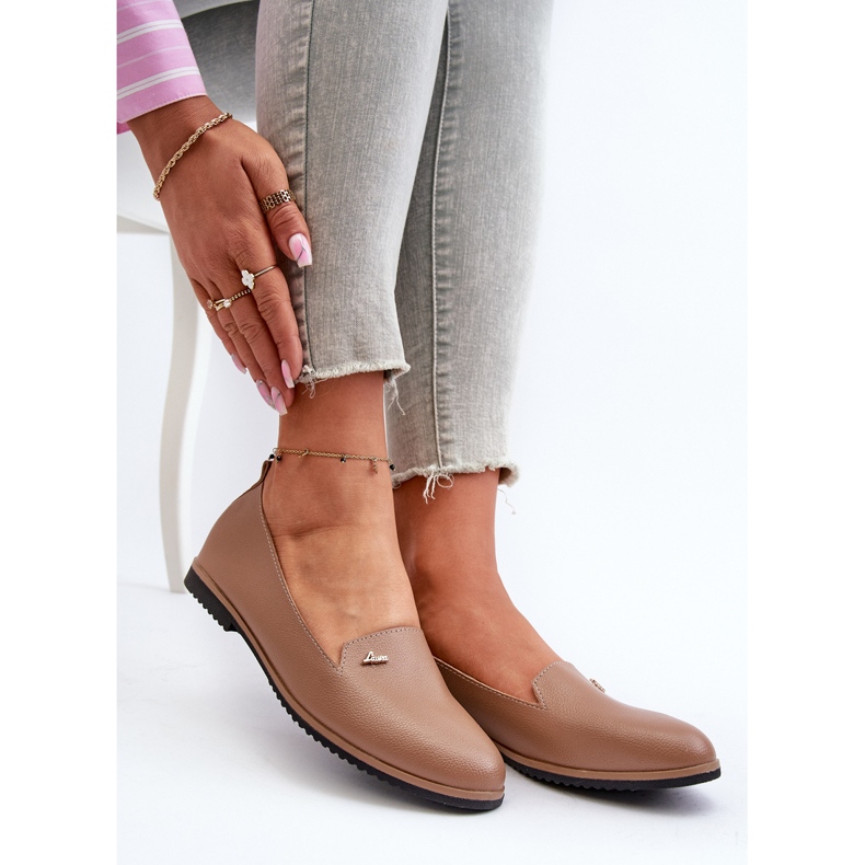 Mocassins planos femininos castanhos Enzla 1
