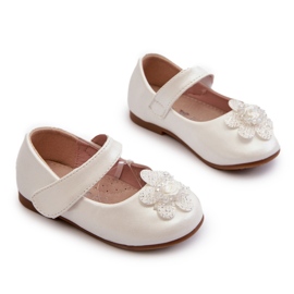 Miss Bailarinas infantis com fecho de velcro e decoração, brancas branco 4