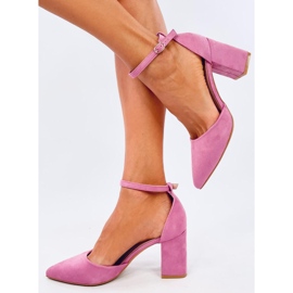 Sapatos Pozzi Fushia de salto alto com fecho no tornozelo. rosa 2