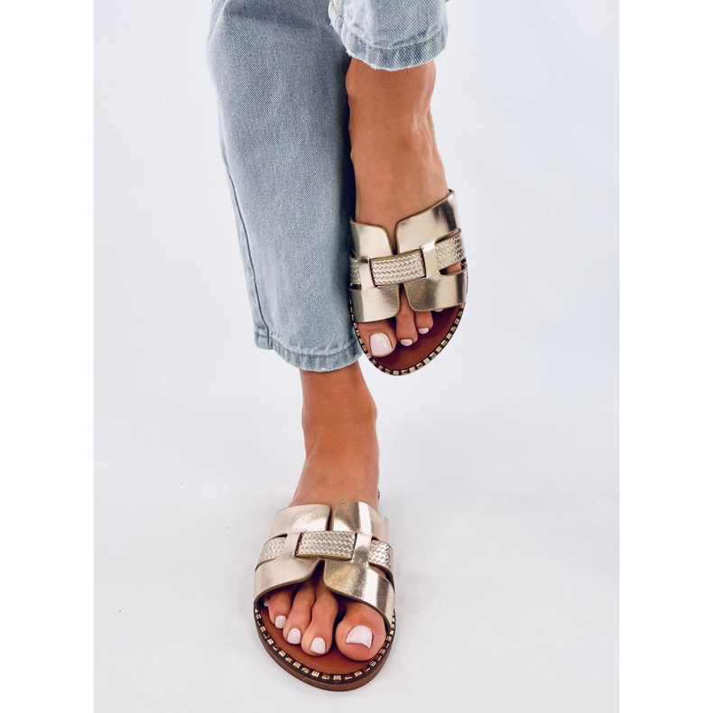 Chinelos femininos elegantes Dalmasi Gold dourado 1