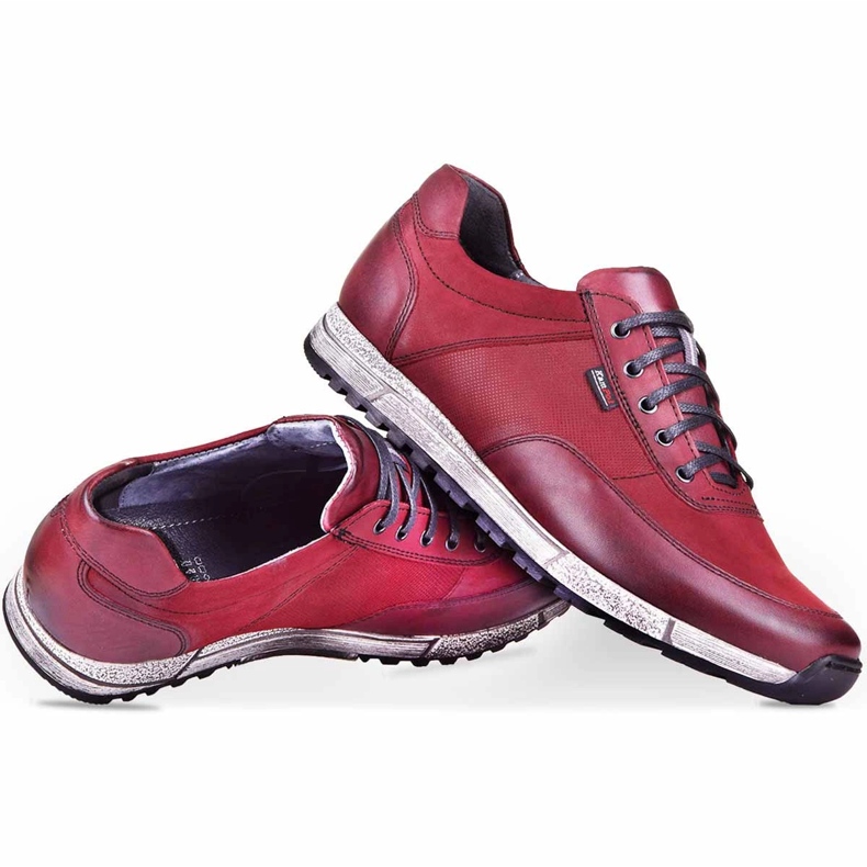 Kampol Sapatos casuais de homem em pele 31/34 castanho vermelho 3