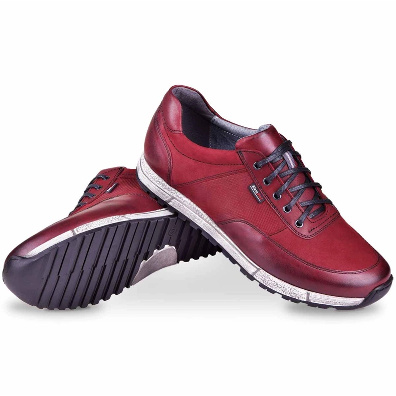 Kampol Sapatos casuais de homem em pele 31/34 castanho vermelho 4