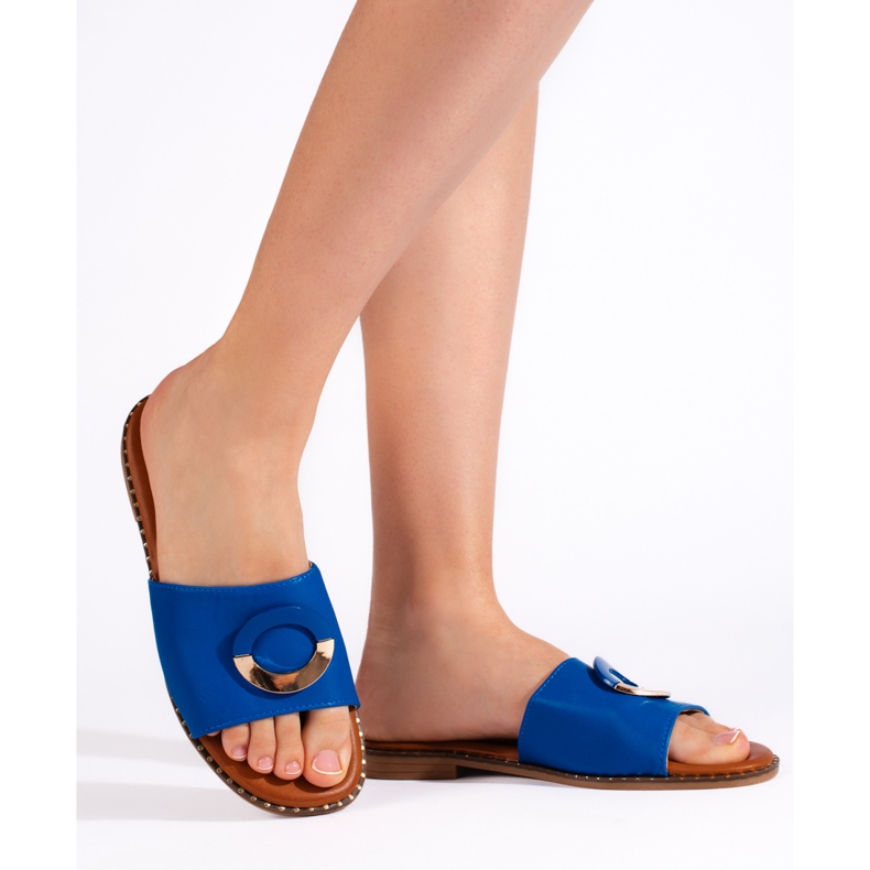 Chinelos rasos azuis femininos azul 2 Chinelos rasos azuis femininos azul 2