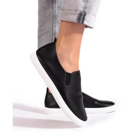 Tênis slip-on perfurado, preto 1