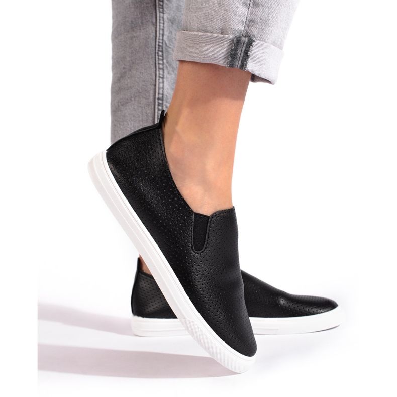 Tênis slip-on perfurado, preto 1