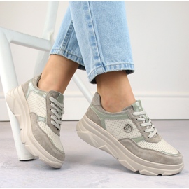 Calçado esportivo feminino de couro bege Filippo DP6108/24 BE 1