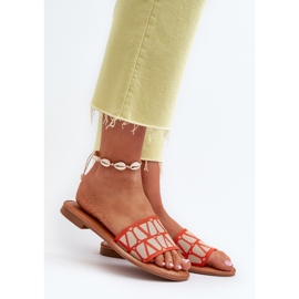 Chinelos planos femininos laranja Traivea 2